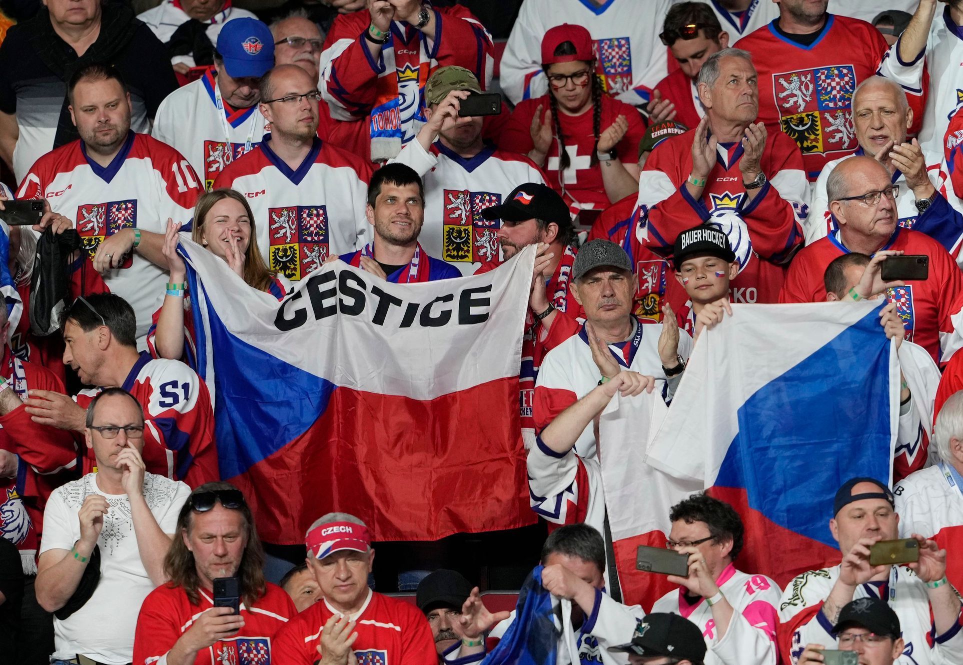 Čeští fanoušci na zápase Česko - Kanada na MS 2023