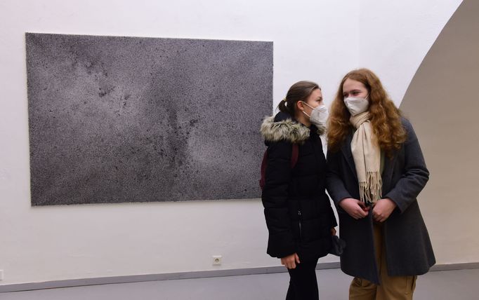 Snímek z výstavy děl Petra Kutry a Oldřicha Šembery.