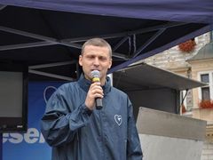 Roman Pekárek na předvolební kampani ODS v Kolíně