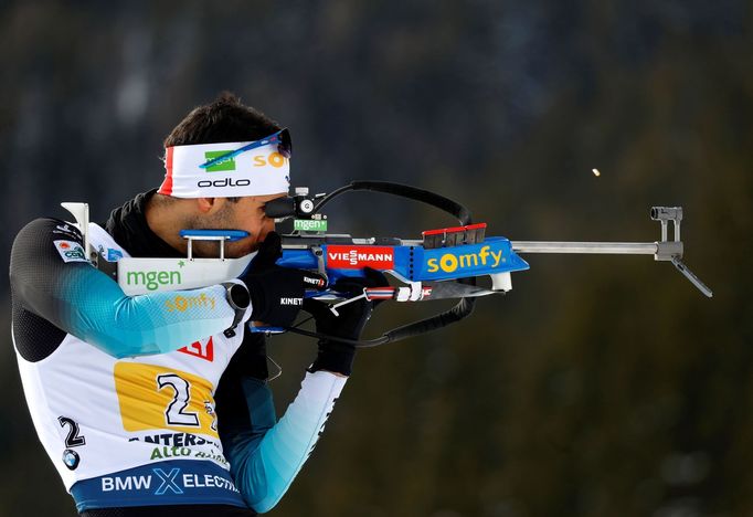 Martin Fourcade ve smíšené štafetě na MS 2020 v Anterselvě