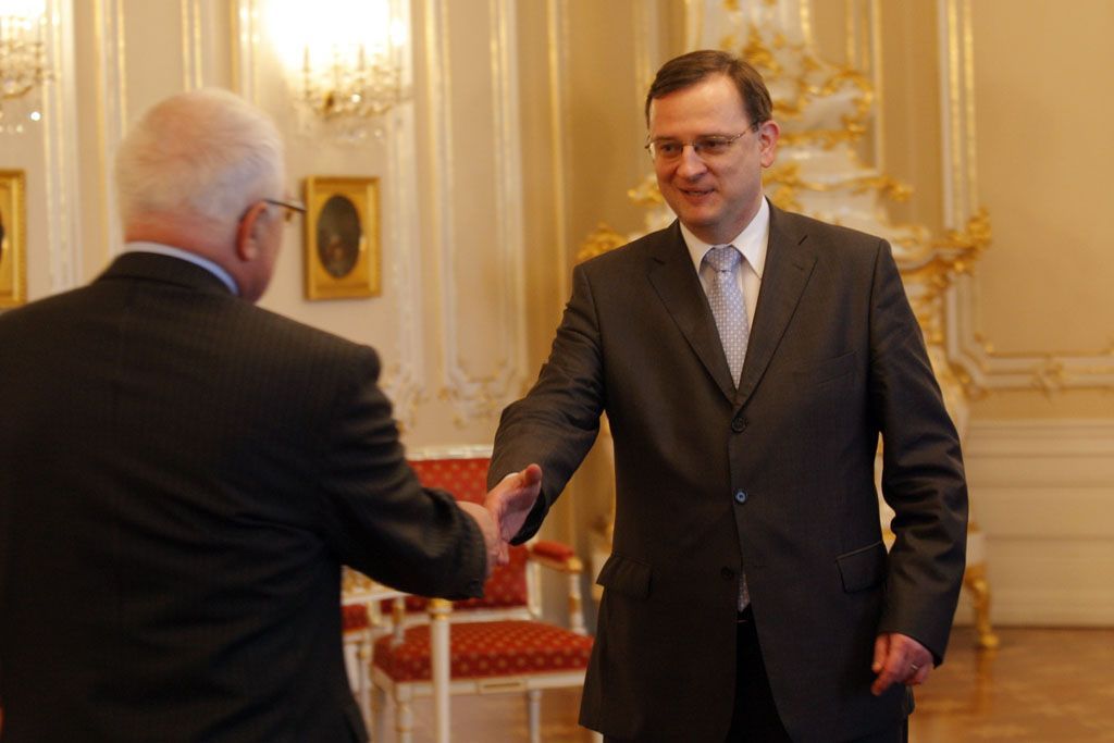 Zástupci trojkoalice u prezidenta Václava Klause