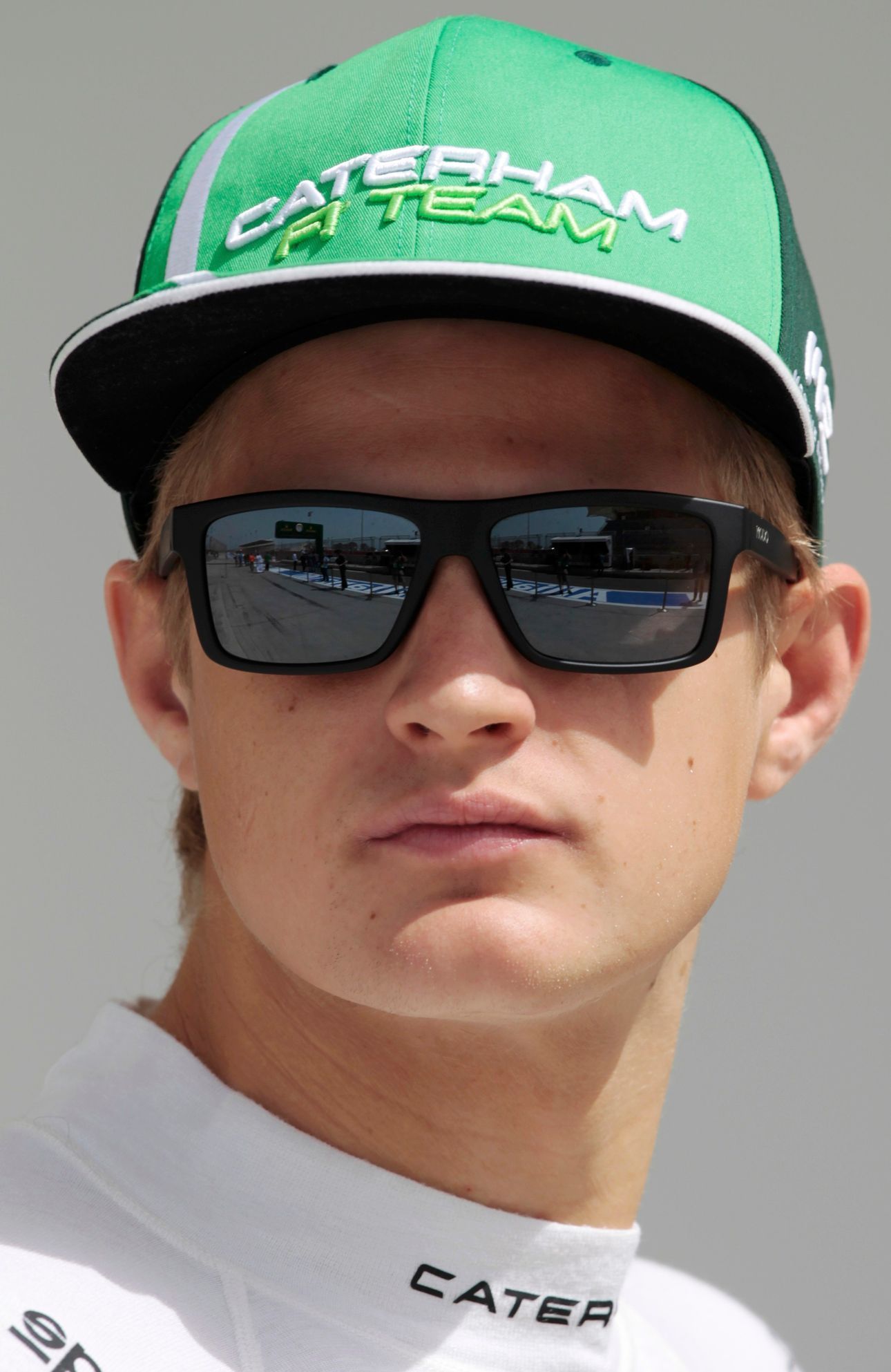Caterham Formula One driver Marcus Ericsson of Sweden looks on during the first practice session of the Bahrain F1 Grand Prix at the Bahrain International Circuit (BIC) in Sakhir