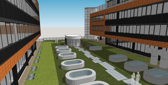 Vizualizace plánované biobanky Masarykovy univerzity. Ukryta bude ve dvou podzemních patrech.