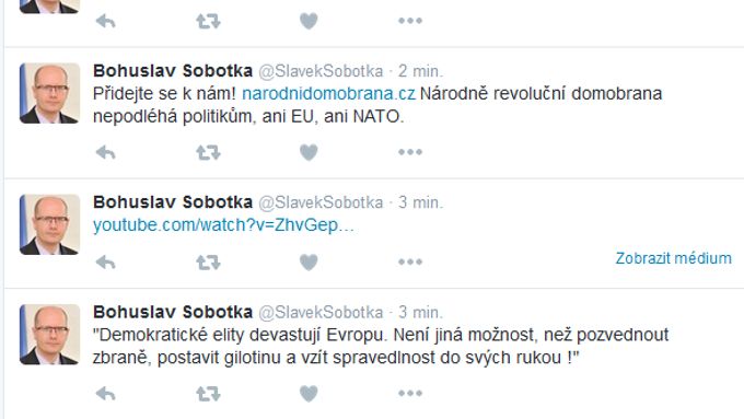 Premiéru Sobotkovi se někdo naboural do Twitteru