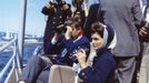 Former United States President John F. Kennedy and first lady Jackie Kennedy watch the first of the 1962 America's Cup races aboard the USS Joseph P. Kennedy Jr., off Newport, Rhode Island, in this handout image taken on September 15, 1962.