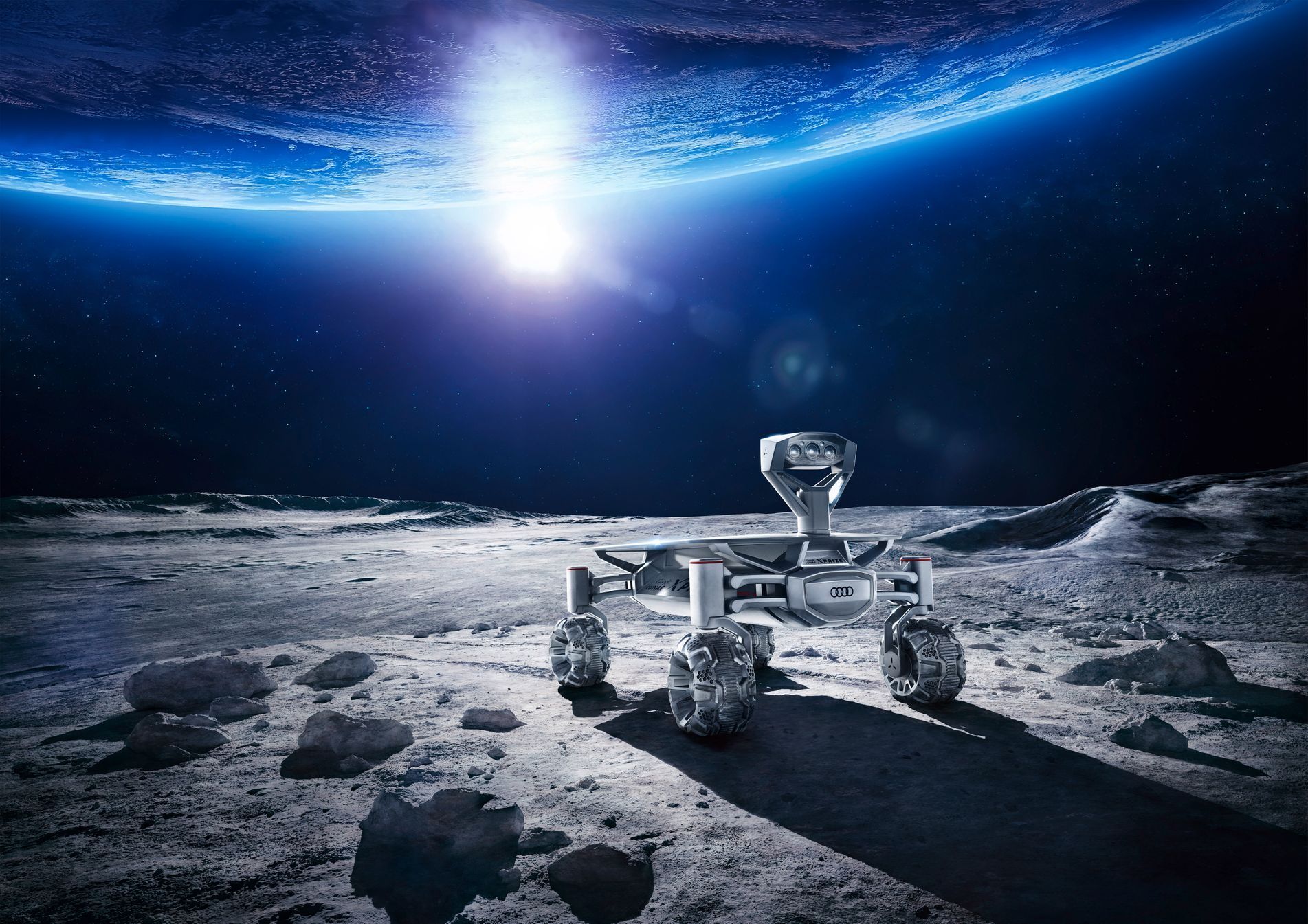 Lunární vozítko Audi bude na Měsíci natáčet videa, které přes měsíční mobilní síť zašle na Zem.