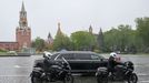 The Aurus Senate limousine carrying Russian President Vladimir Putin and Aurus Merlon bikes drive prior to an inauguration ceremony at the Kremlin in Moscow, Russia May 7