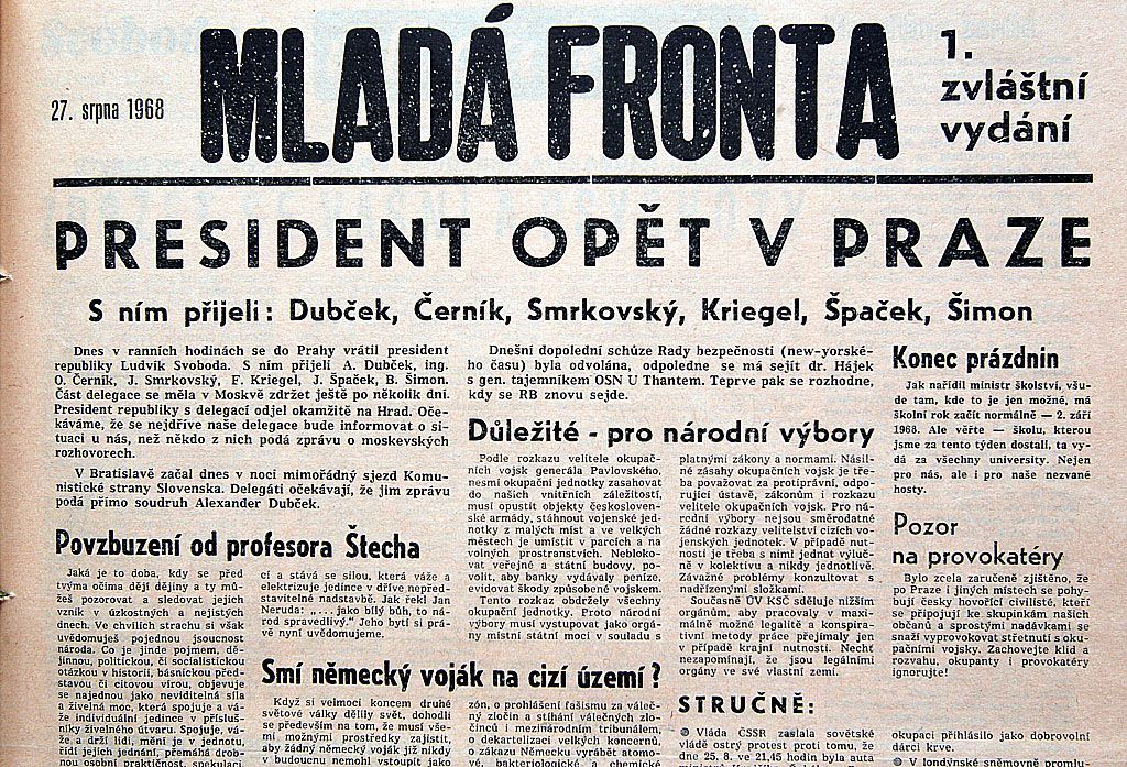 Noviny ze srpna 1968