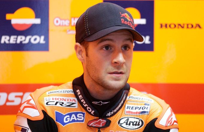 Irský motocyklista Hondy Jonathan Rea během tréninku Velké ceny San Marina 2012 v MotoGP.