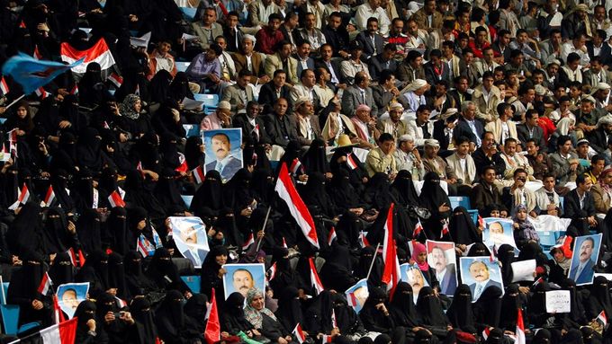 Jemenský prezident Alí Abdullah Salíh mobilizuje své příznivce.