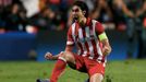 Atletico Madrid's Tiago celebrates the goal of team mate Adrian Lopez (unseen) against Chelsea during their Champions League semi-final second leg soccer match at Stamfor