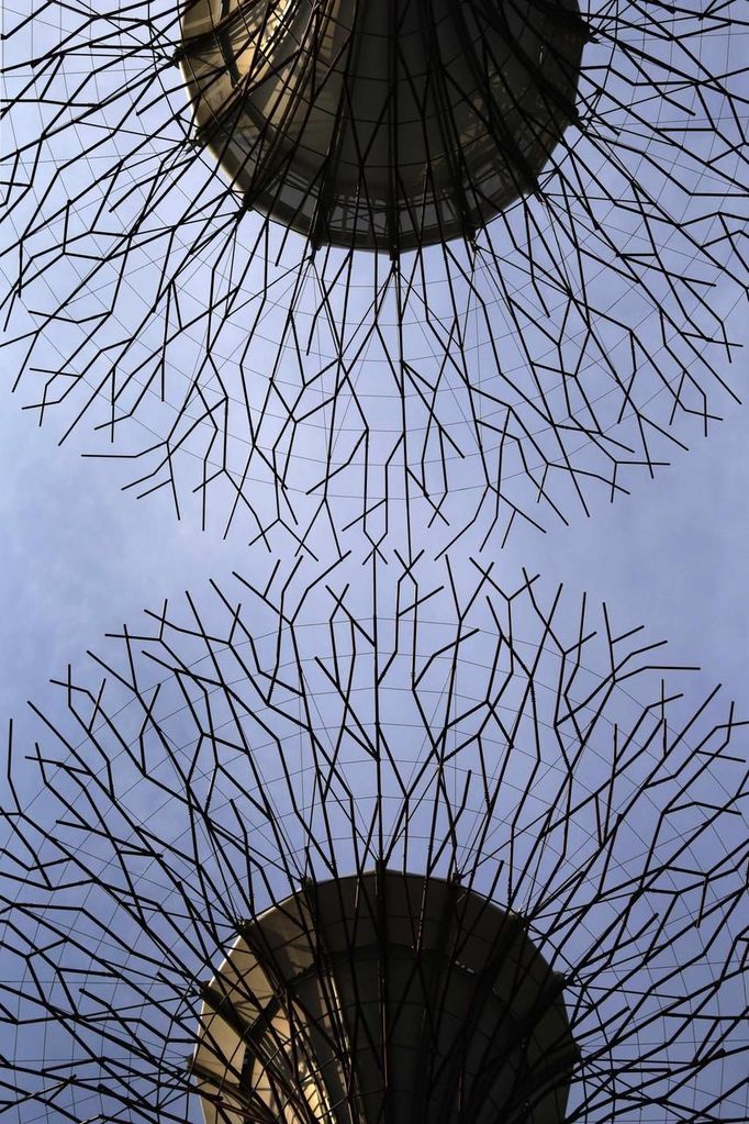 Giant concrete Supertree structures are pictured at the Gardens by the Bay in Singapore June 28, 2012. The 101-hectare gardens situated at the heart of Singapore's new downtown at Marina Bay, which have two greenhouses and 220,000 plants from almost every continent, was officially opened by Singapore's Prime Minister Lee Hsien Loong on Thursday. REUTERS/Tim Chong (SINGAPORE - Tags: ENVIRONMENT SOCIETY) Published: Čer. 28, 2012, 3:14 odp.