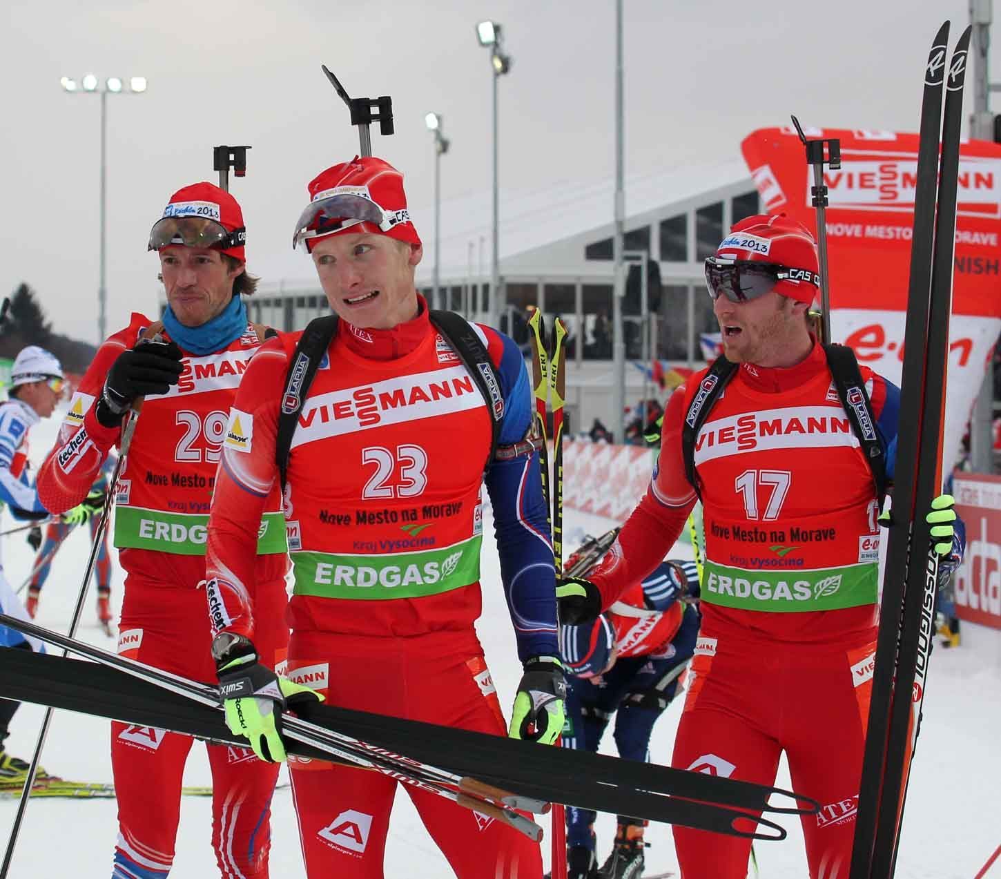 SP biatlon - Nové Město na Moravě: Jaroslav Soukup, Ondřej Moravec, Michal Šlesingr