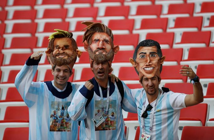 Argentinští fanoušci v zápase Argentina - Island na MS 2018