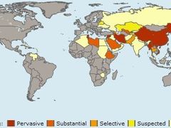 Klikněte na OpenNet a prohlédněte si detailní mapy a informace o druhu a síle internetove cenzury ve vice nez 40ti zemích