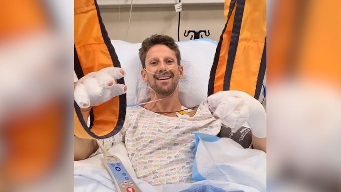Romain Grosjean zdraví fanoušky z nemocnice