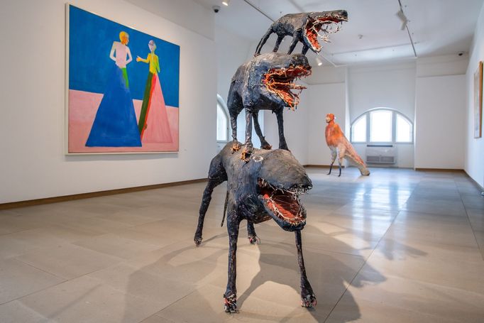 Plastika Tři psi od Michaela Gabriela.