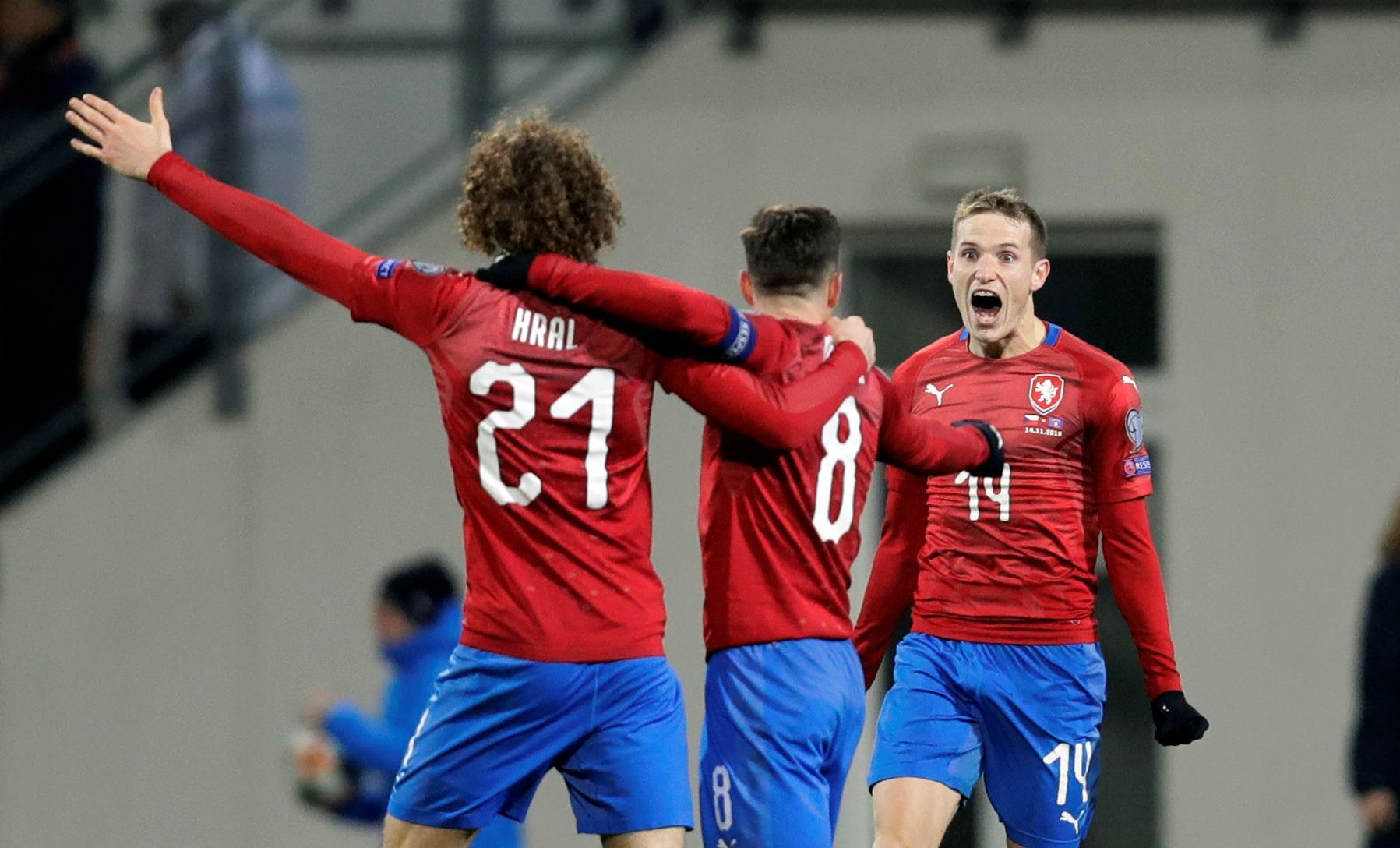 fotbal, kvalifikace ME 2020, Česko - Kosovo, česká radost