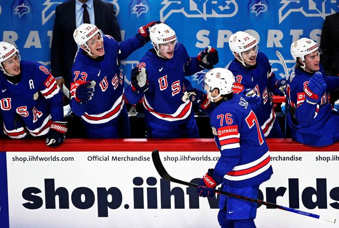 Američané slaví gól v semifinále MS 2025 Švédsko - USA