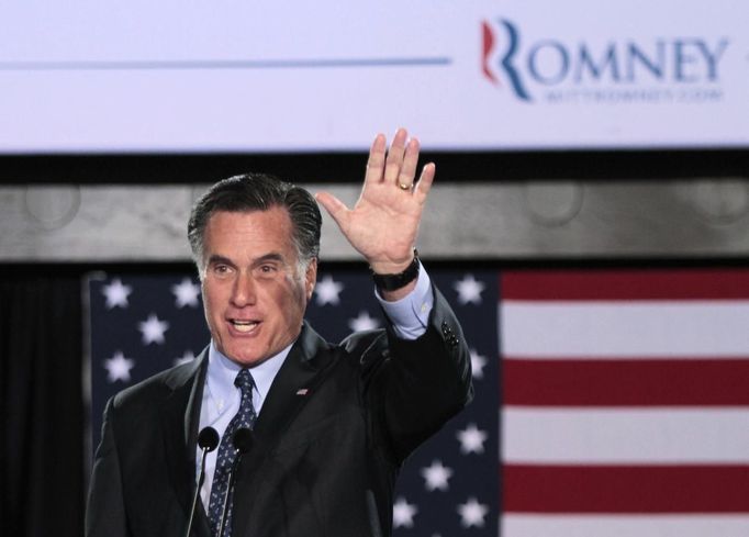 Mitt Romney po vítězství v primárkách ve Wisconsinu.