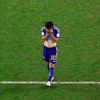 Smutný Takumi Minamino po porážce v osmifinále MS 2022 Japonsko - Chorvatsko