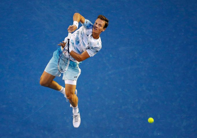 Australian Open 2015: Tomáš Berdych při semifinále s Andy Murraym