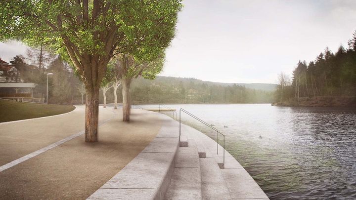 Nová promenáda i "pobytové schody". Architekti vymysleli přehradě Harcov náplavku; Zdroj foto: Kancelář architektury města Liberec