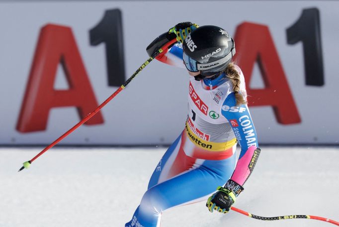 Laura Gaucheová v závodě super-G žen na MS v Saalbachu 2025