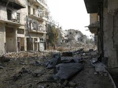 Zničené centrum Aleppa.