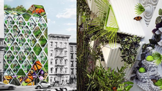 Urbanisté navrhli pro SoHo kancelářský komplex s unikátní prosklenou fasádou, která bude teráriem a botanickou zahradou pro hmyz.