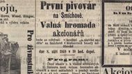 Akcionářů však nebylo mnoho, a tak spolek na konci srpna téhož roku vydává inzerát, který svolával první valnou hromadu pivovaru a zároveň nabízí lidem možnost přidat se do vznikajícího podniku. Zakládající hromada se konala v hostinci U Zlatého anděla (poblíž dnešního Obchodního centra Nový Smíchov).