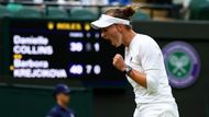 Barbora Krejčíková v osmifinále Wimbledonu 2024 s Danielle Collinsovou