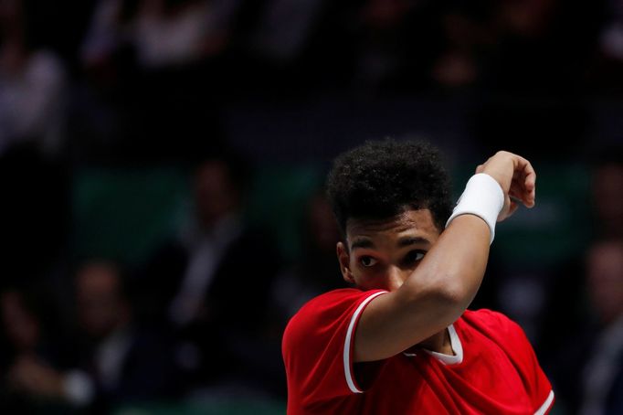 Tennis - Davis Cup Finals - Final - Caja Magica, Madrid, Spain - November 24, 2019   Canada's Felix Auger-Aliassime during his match against Spain's Roberto Bautista Agut