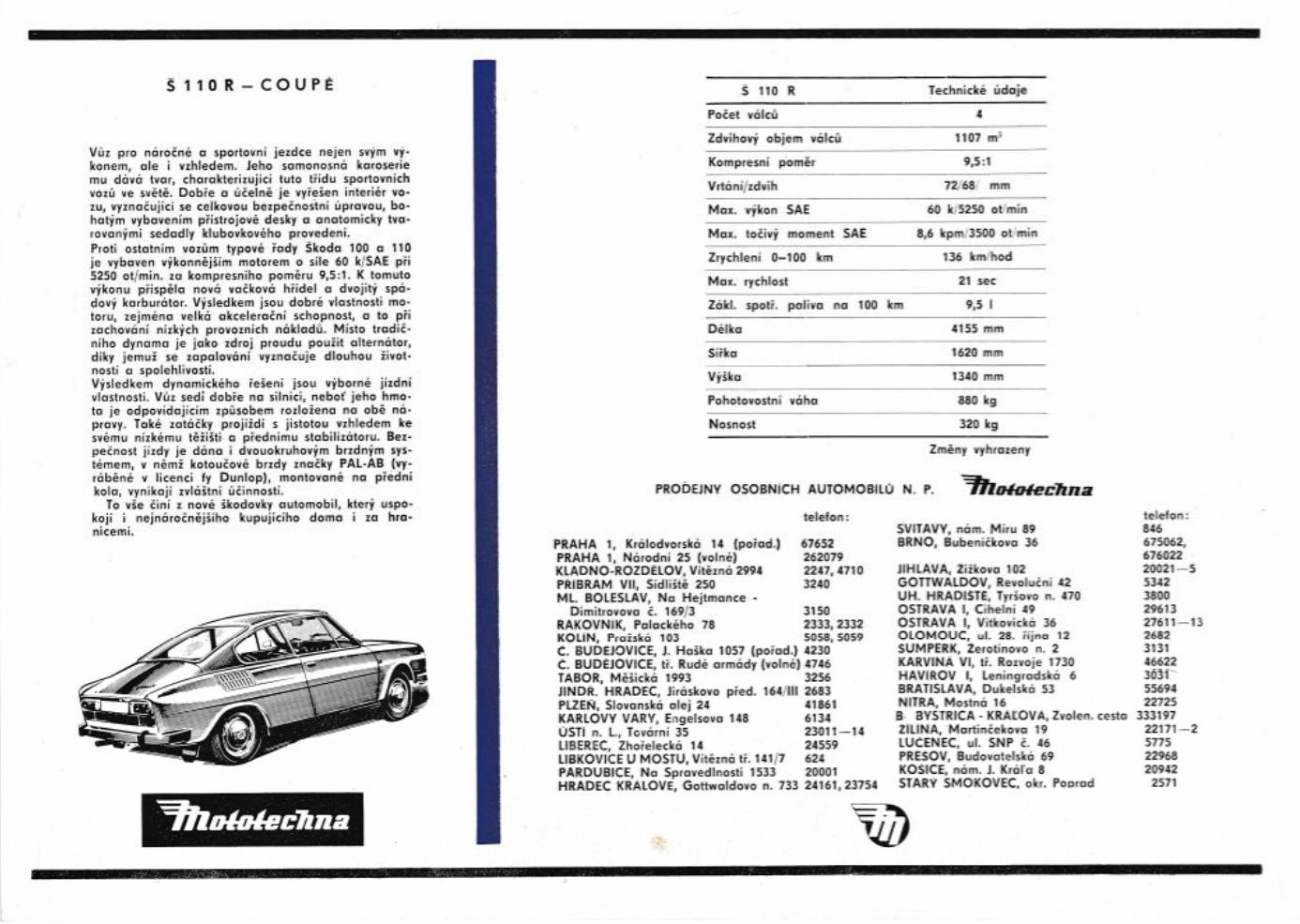 Škoda 110 R prospekty