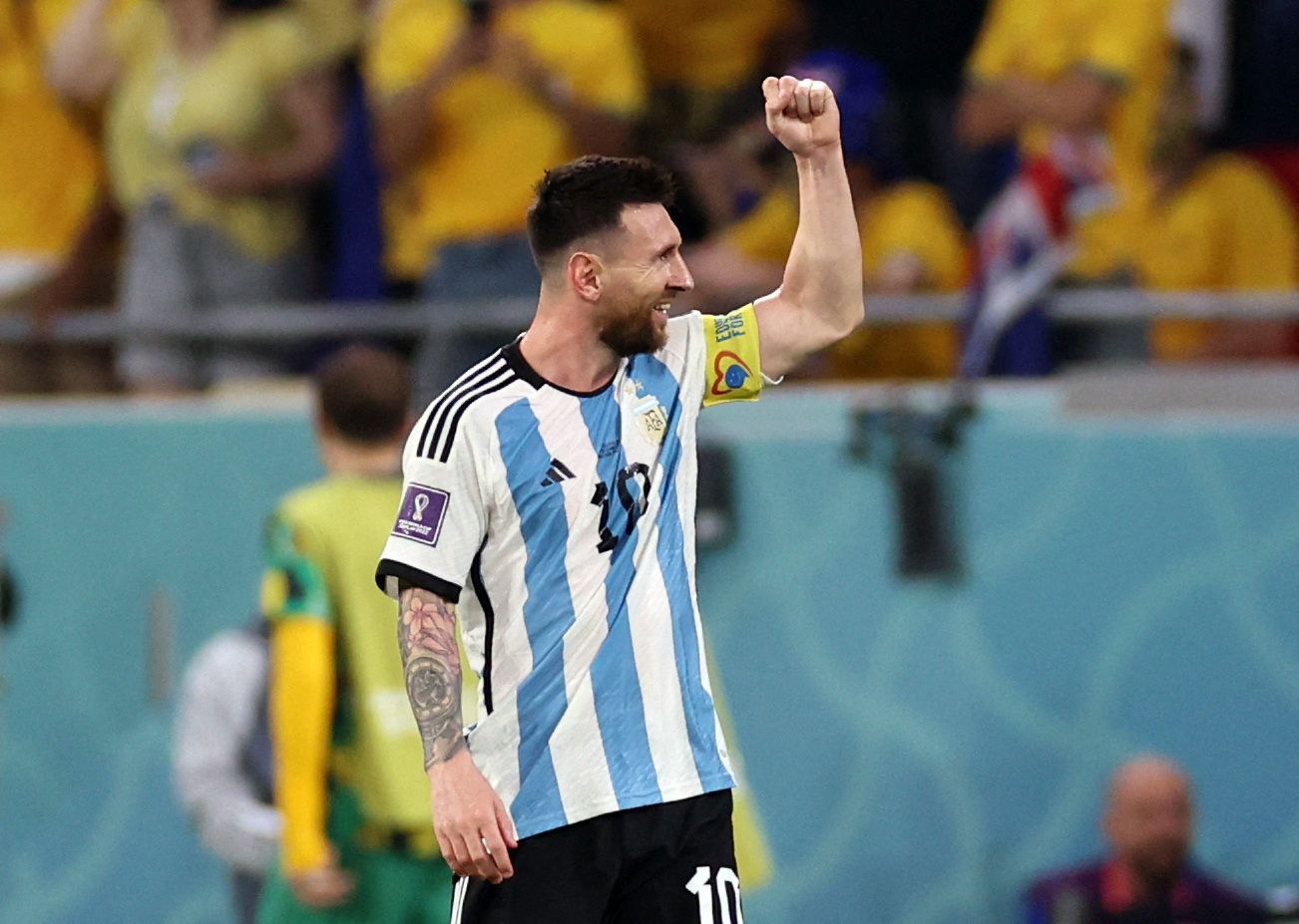 Lionel Messi slaví gól v osmifinále MS 2022 Argentina - Austrálie