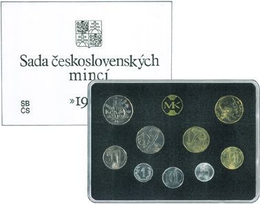 Sada československých mincích z let 1991 a 1992. V desce jsou vsazeny mince 1, 5, 10,20,50 h, 1, 2, 5 Kčs a žeton mincovny resp. 10 Kčs