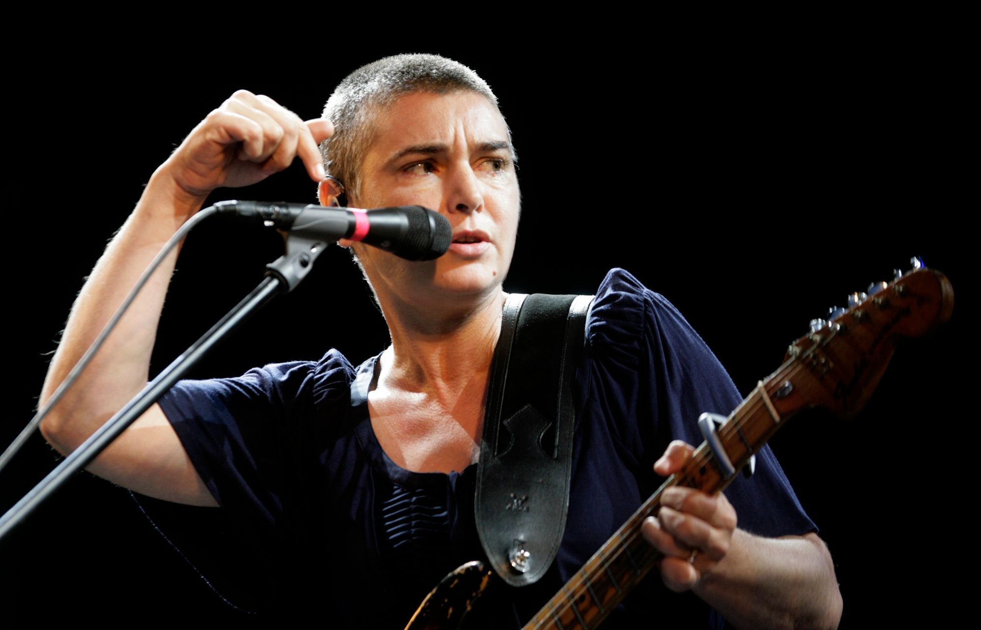 Irish singer Sinead O'Connor performs on stage during the Positivus music festival in Salacgriva