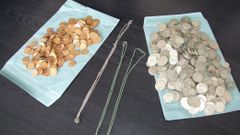 V pokladu bylo nalezeno 351 zlatých mincí, 417 stříbrných a několik stříbrných šperků.