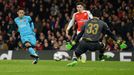 Arsenal's Petr Cech saves from Barcelona's Neymar