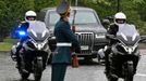 The Aurus Senate limousine carrying Russian President Vladimir Putin and Aurus Merlon bikes drive prior to an inauguration ceremony at the Kremlin in Moscow, Russia May 7