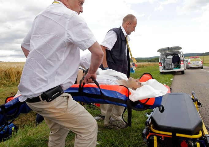 Hromadná nehoda během šesté etapy Tour de France 2012.