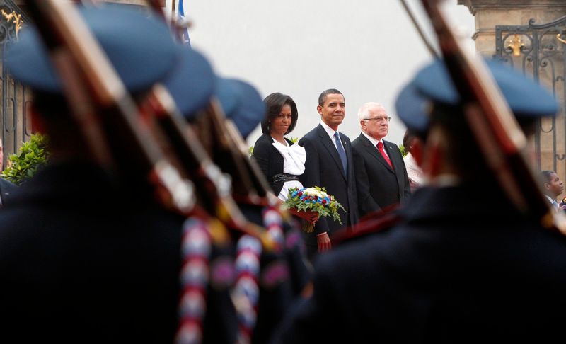 Obama v Praze - uvítání