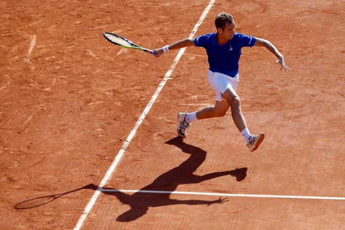 Richard Gasquet v utkání s Berdychem v semifinále Davis Cupu 2014