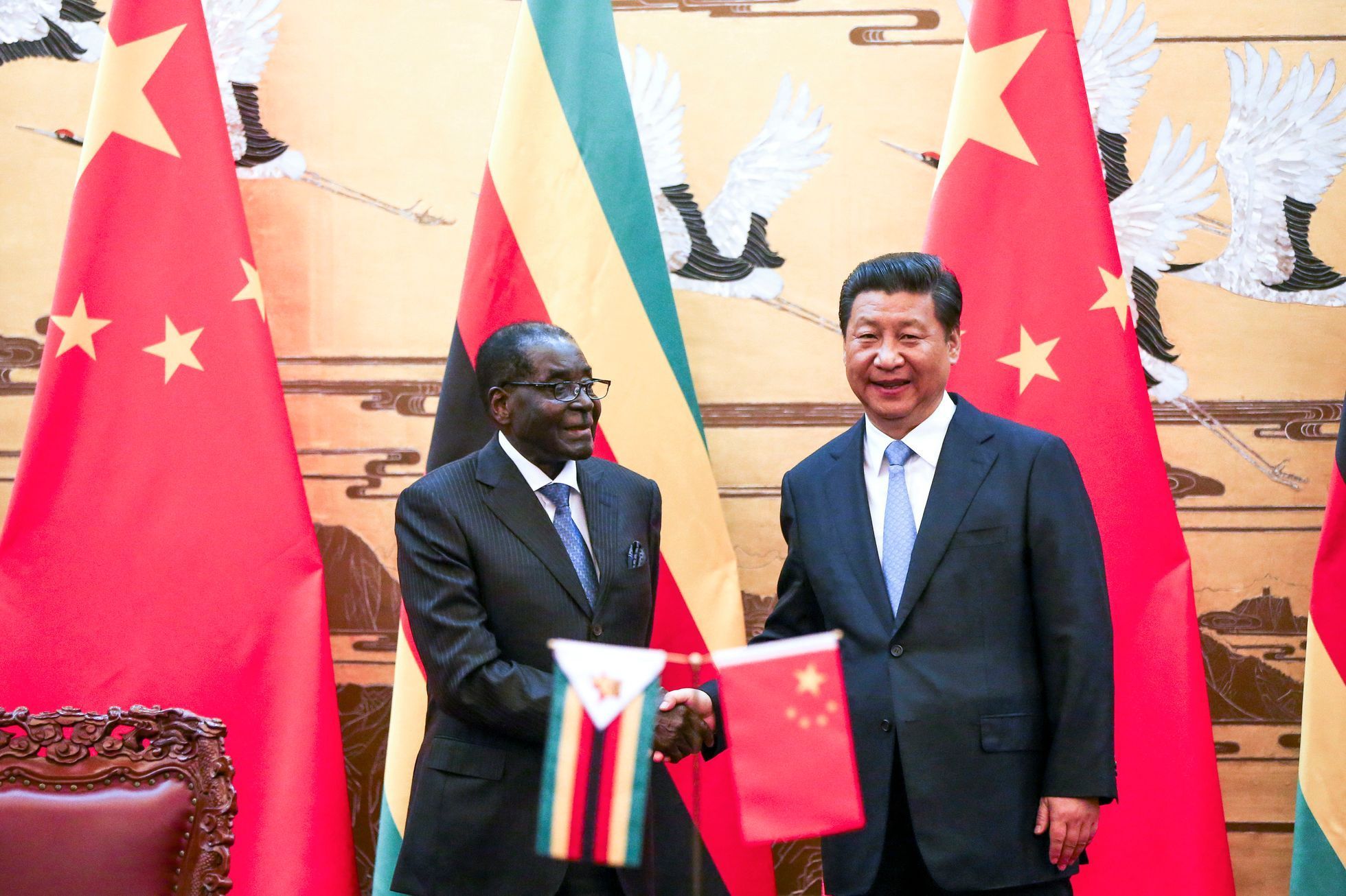 Robert Mugabe a Si Ťin-pching, Velký sál lidu v Pekingu, Čína, 2014