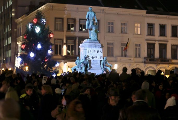 Shromáždění před Evropským parlamentem v Bruselu.