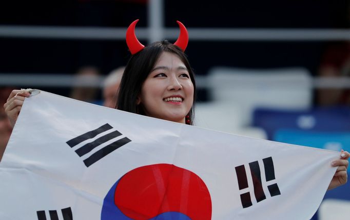 Švédští a korejští fanoušci před vzájemným utkáním na MS 2018