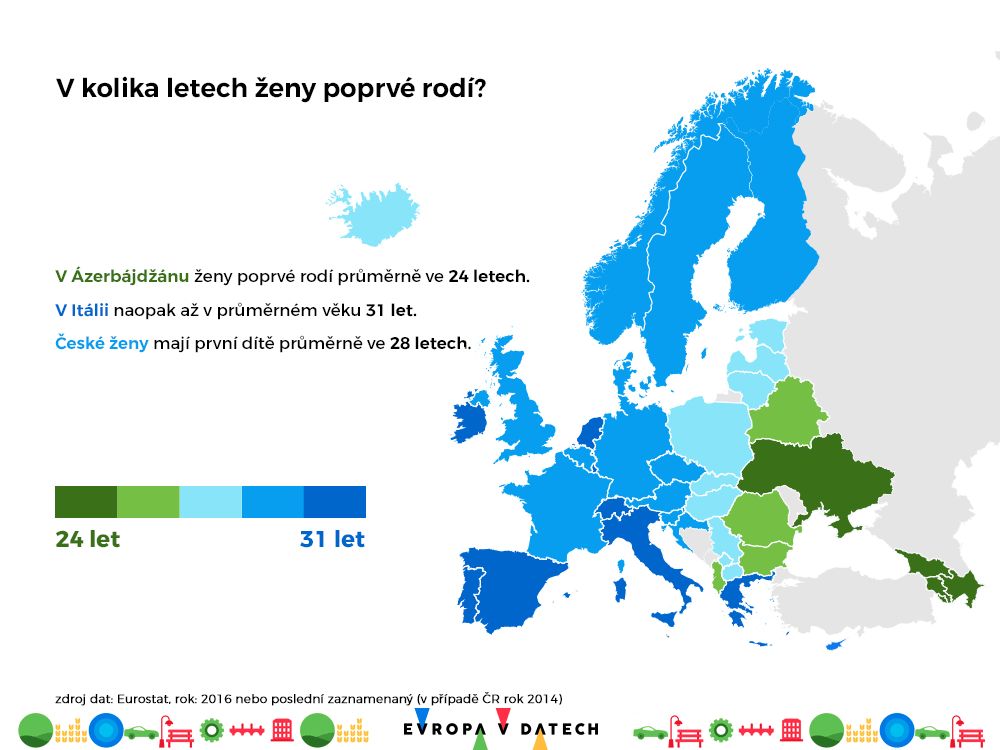 Česko v datech porodnost