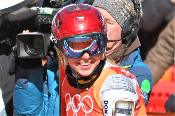 Ester Ledecká v super-G na ZOH 2018