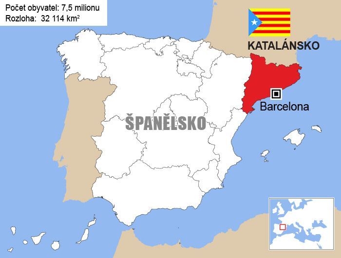 Katalánsko - mapa - údaje