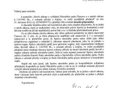 Kritický dopis z prezidentské kanceláře ministru Chalupovi k zákonu o Šumavě.